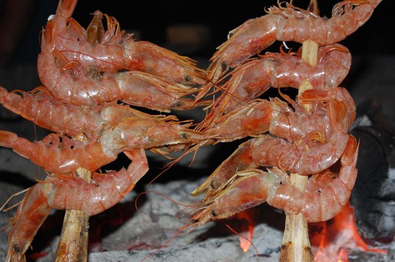 Brochette de crevettes. 