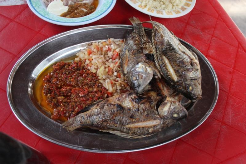 Photo d'un plat de carpe, cuite au four.