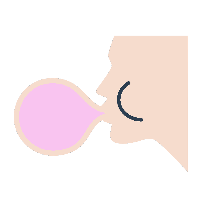 Icône d'une personne soufflant une bulle de chewing-gum sans sucre