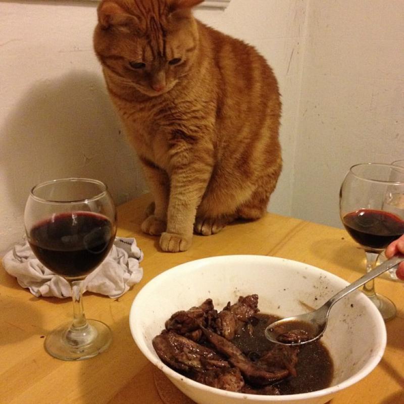 Coq au vin.