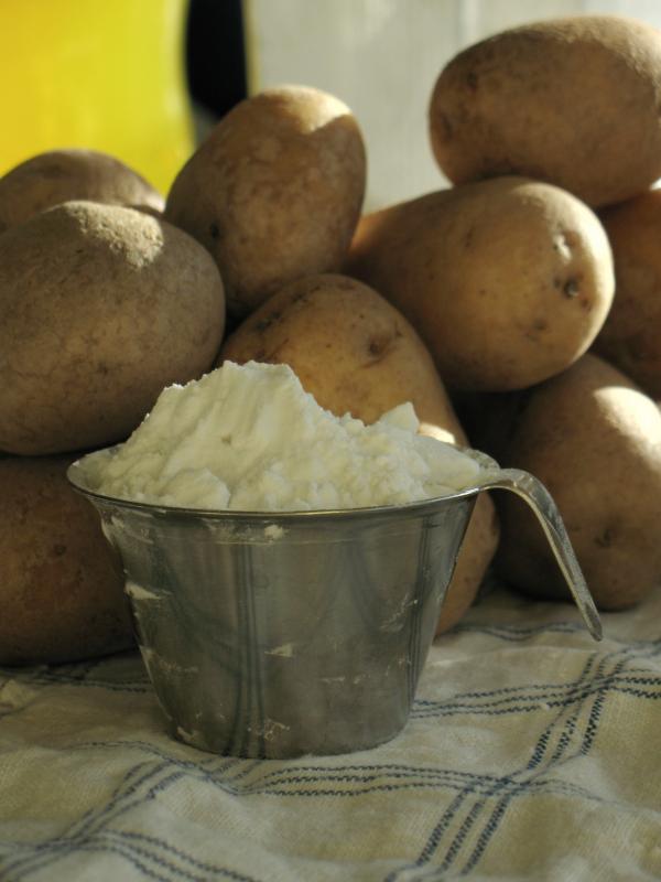 Photo d'un récipient de fécule de pomme de terre.