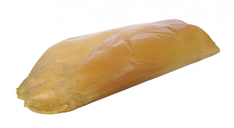 Photo de bloc de foie gras de canard, sans morceaux.