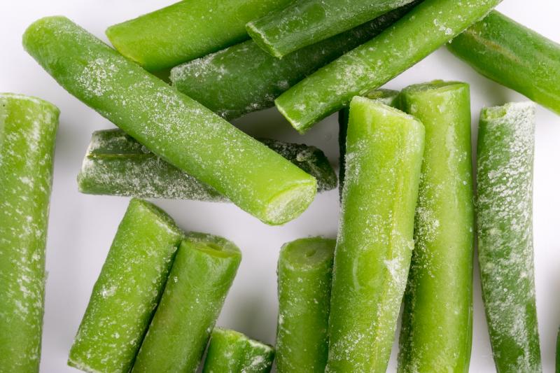 Haricots verts, surgelés, crus.