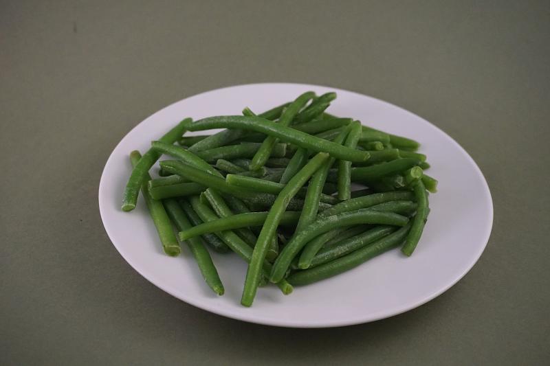Haricots verts, surgelés, cuits.