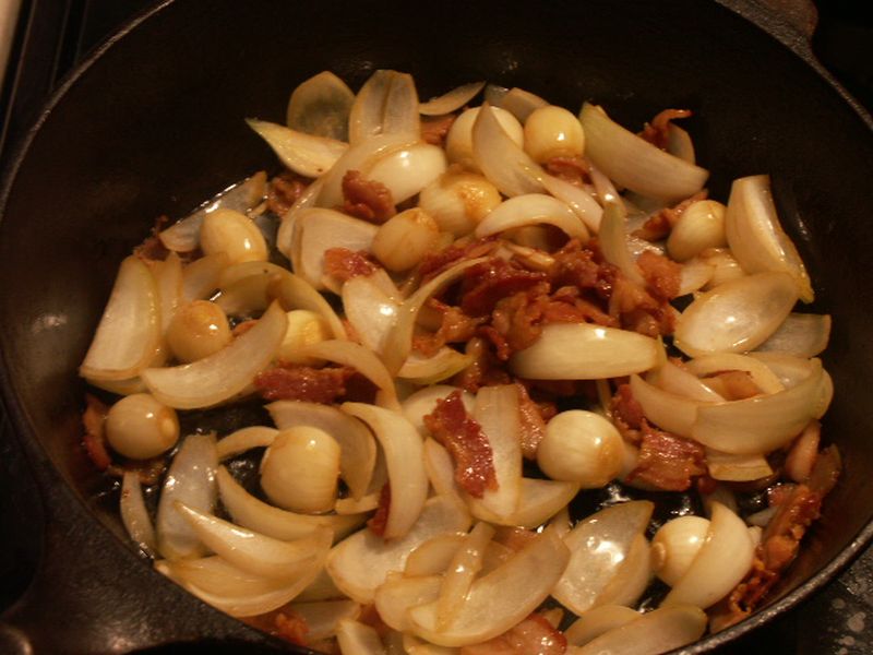 Photo de recette aux lardons natures, cuits