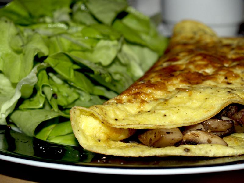 Omelette aux champignons.