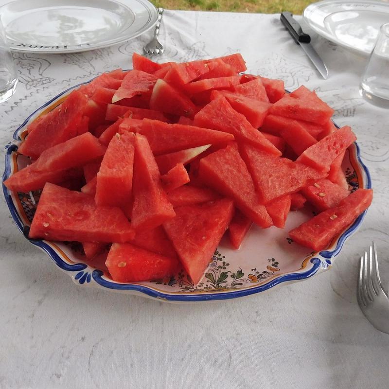 Pastèque, pulpe, crue.