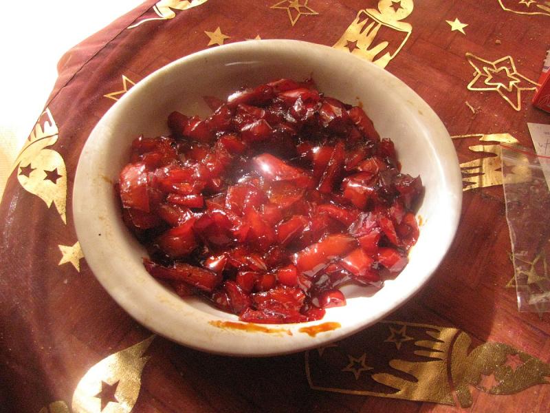 Poivron rouge, appertisé, égoutté.