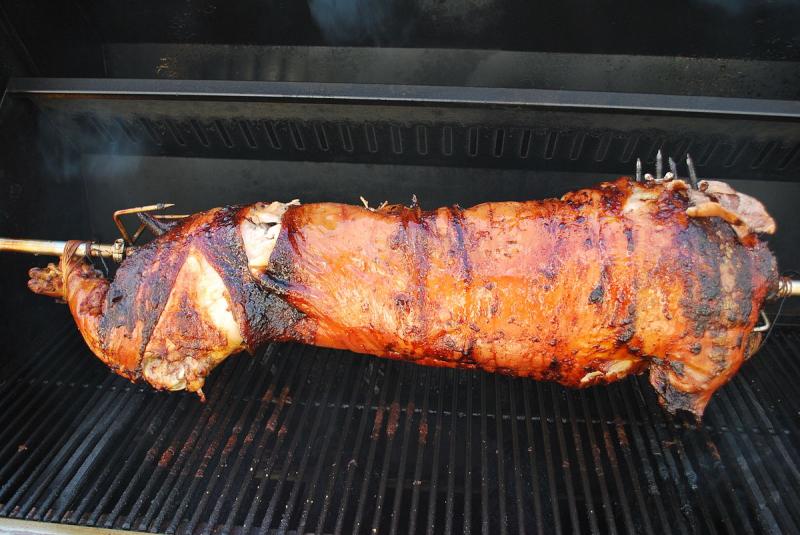 Porc, viande, cuite (aliment moyen).