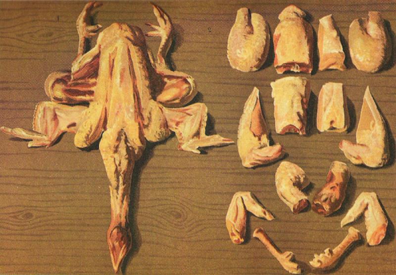 Poulet fermier, viande et peau, cru.