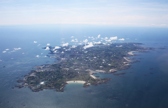 Vue aérienne de l'île de Guernesey