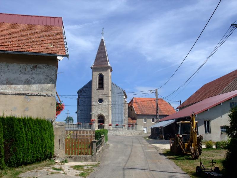 L'églis de Bugny, dans le département du Doubs.