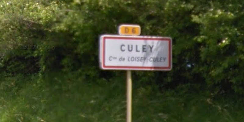 Panneau du village de Culey, dans le département de la Meuse en région Grand-Est, France.