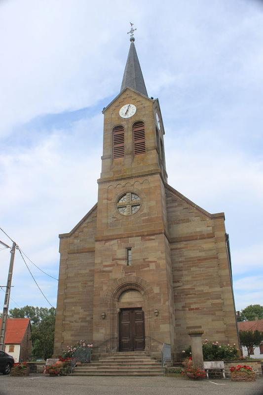 L'église protestante de Lohr, inaugurée le 20 octobre 1878, dans le département du Bas-Rhin.