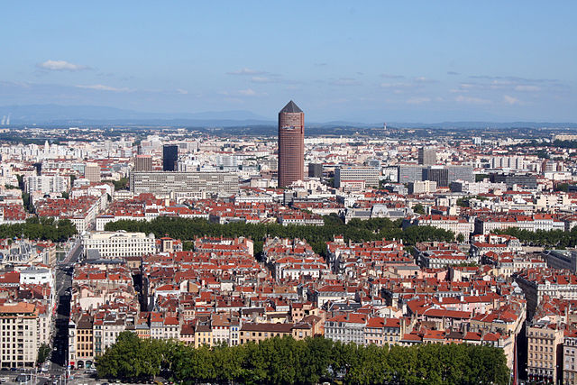 Tour du Crédit Lyonnais à la Part-Dieu vue depuis Fourvière