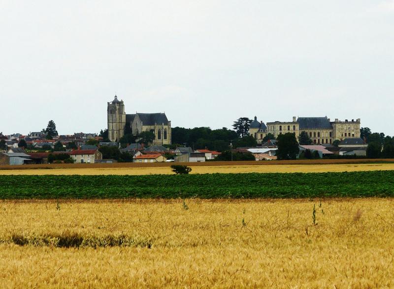 Le bourg d'Oiron avec sa collégiale et son château.