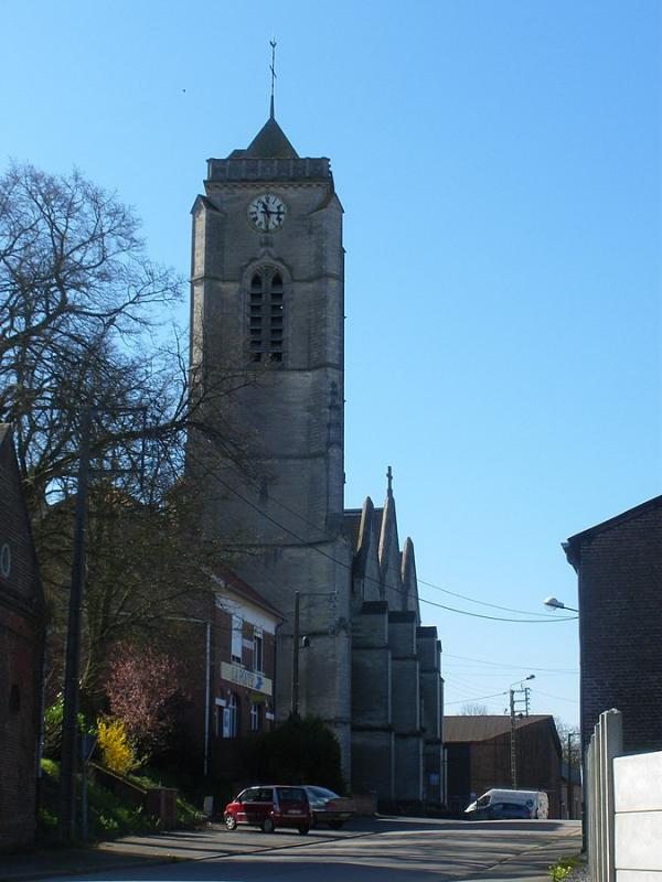 L'église Saint-Martin à Vaulx-Vraucourt, dans le département du Pas-de-Calais.