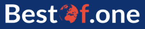 Le logo officiel de BestOf.one avec son texte blanc, sa terre rouge et son fond bleu.