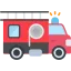 Illustration d'un camion de pompiers français avec sa sirène allumée.